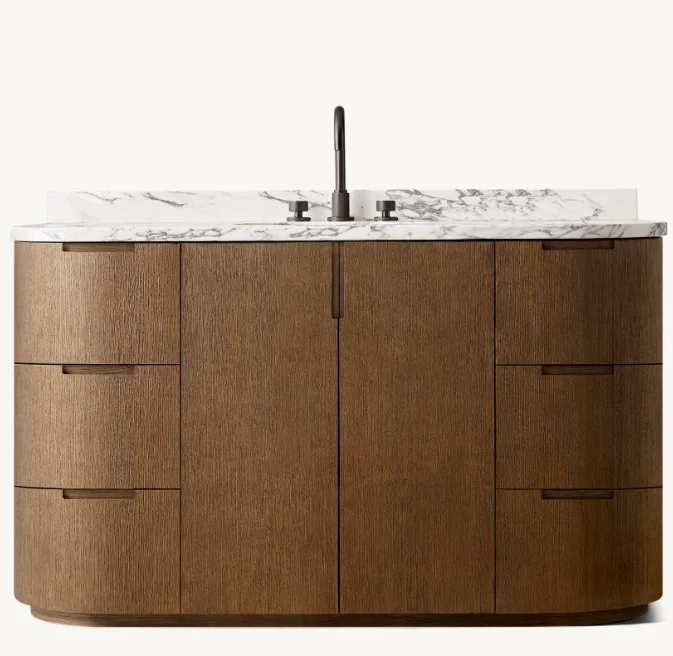 # Luxury Oak Wood Bathroom Cabinet Sets Furniture Single Extra Wide Vanity