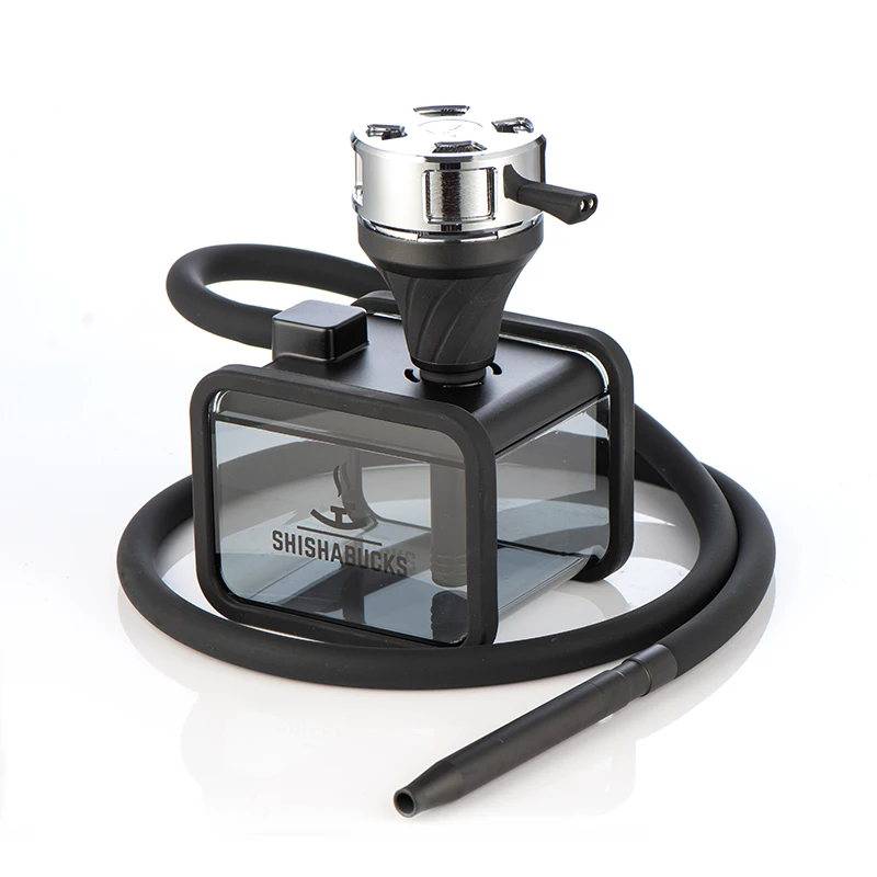 Imagem -04 - Shishabucks Nuvem Tanque Narguilé Viagem-tamanho Shisha com Cubo Acrílico Base de Água Preto Alumínio Anodizado Uso Doméstico Narguilé