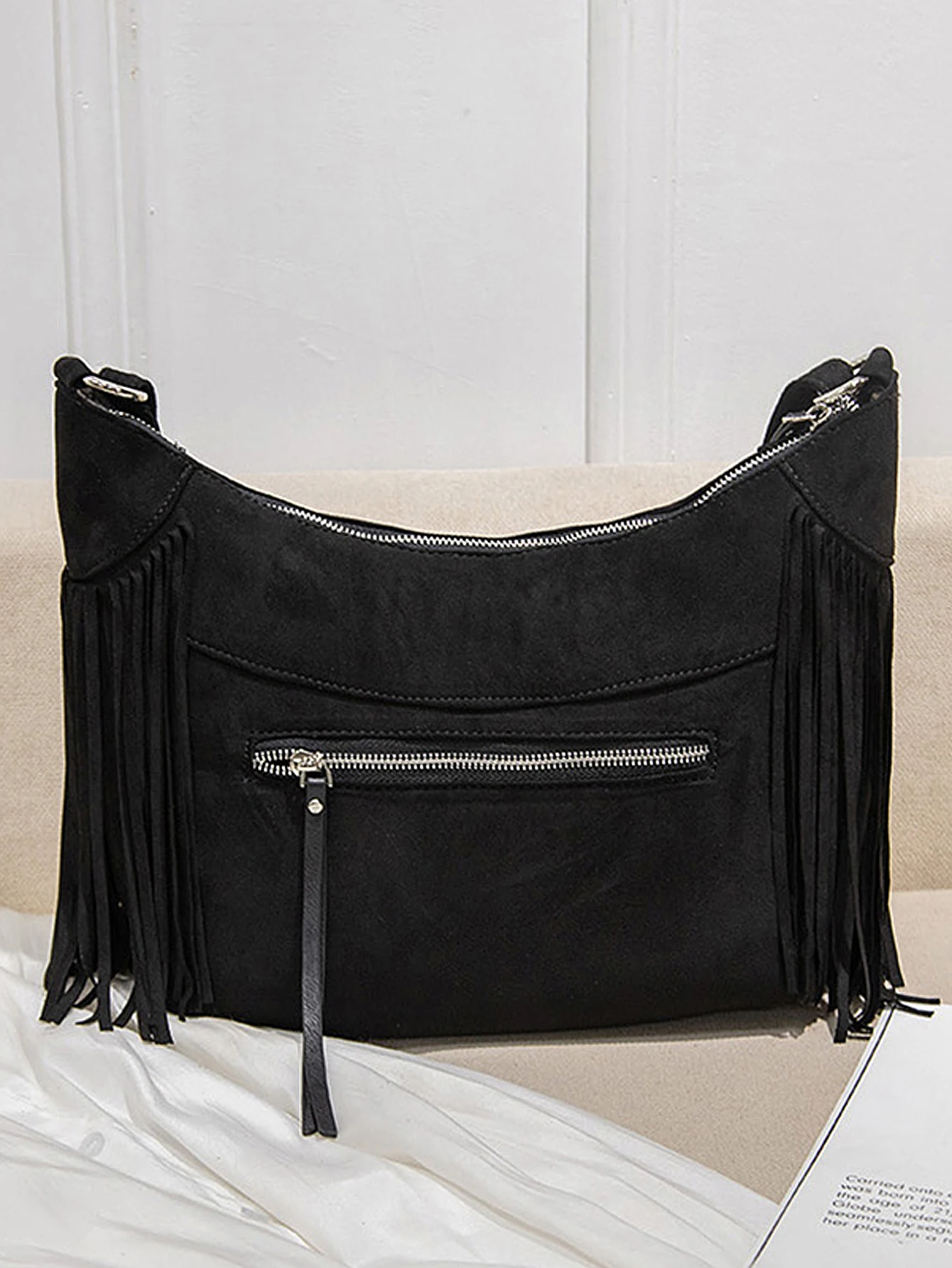 Borsa a tracolla con nappe da donna di moda retrò di alta qualità in pelle pu tinta unita borsa a tracolla da viaggio all\'aperto di grande capacità