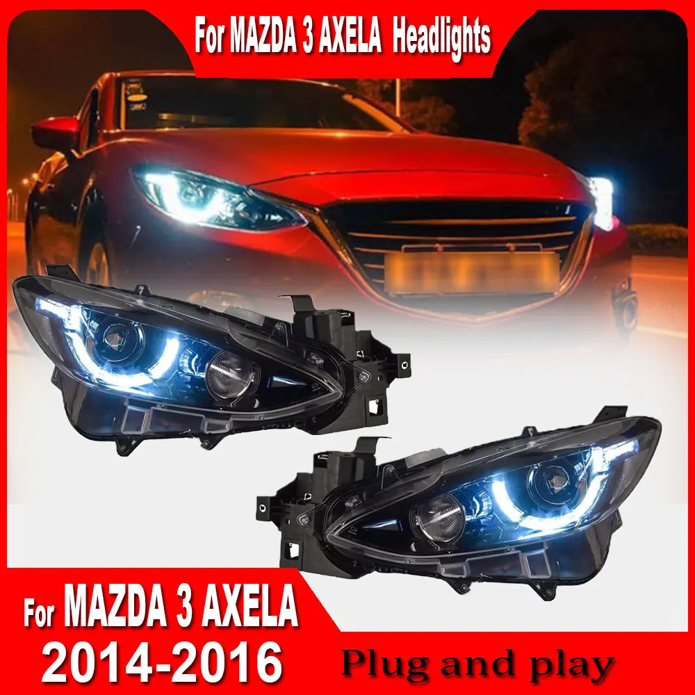 For Mazda 3 Headlights 2014 2015 2016 New Mazda 3 Axela LED Headlight LED DRL Hid Bi Xenon  Head Lamp Plug and play Accessories