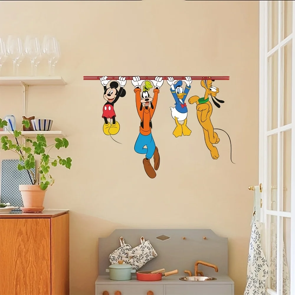 1 ملصق حائط ذاتي اللصق من ديزني ميكي ودونالد داك من مادة البولي فينيل كلوريد، ديكور غرفة النوم على طراز الرسوم المتحركة مناسب لغرفة المعيشة والمنزل، زينة حفلات عيد الميلاد #4