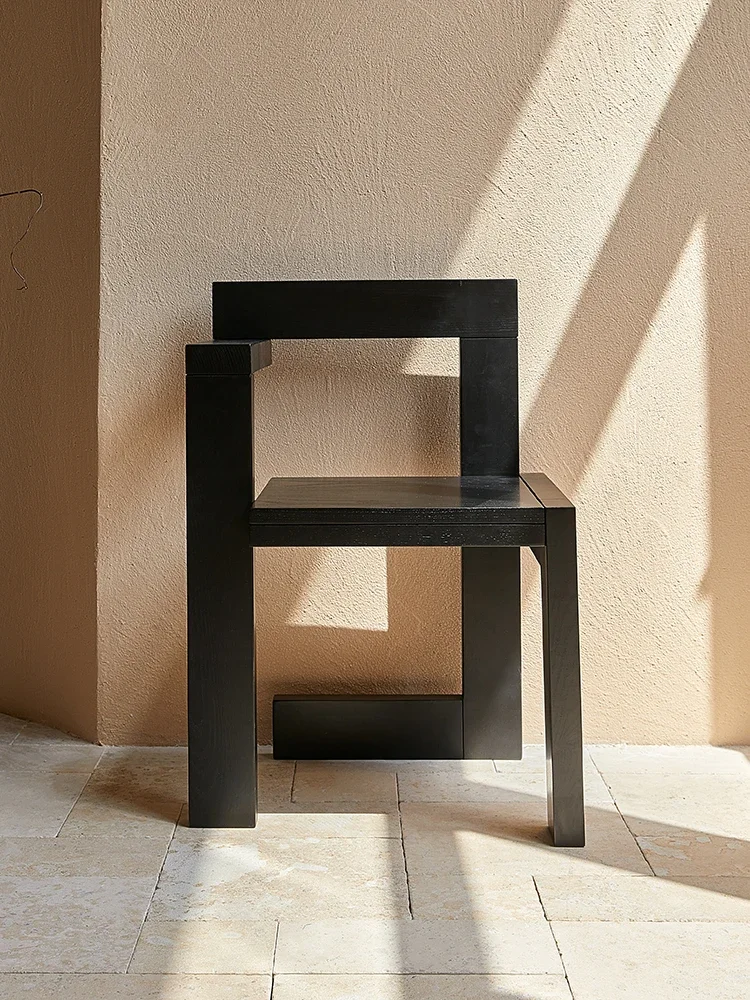 Building Block Chair, Designer Leisure Chair, Solid Wood Dining Chair, Second-hand Internet Celebrity Black Creative Chair