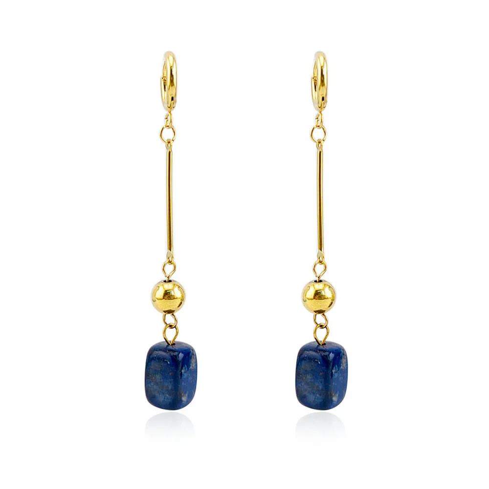 HUIDANG Long Earrings With Stones Stainless Steel Natural Stone Drop Earrings Woman 2025 Autumn New In