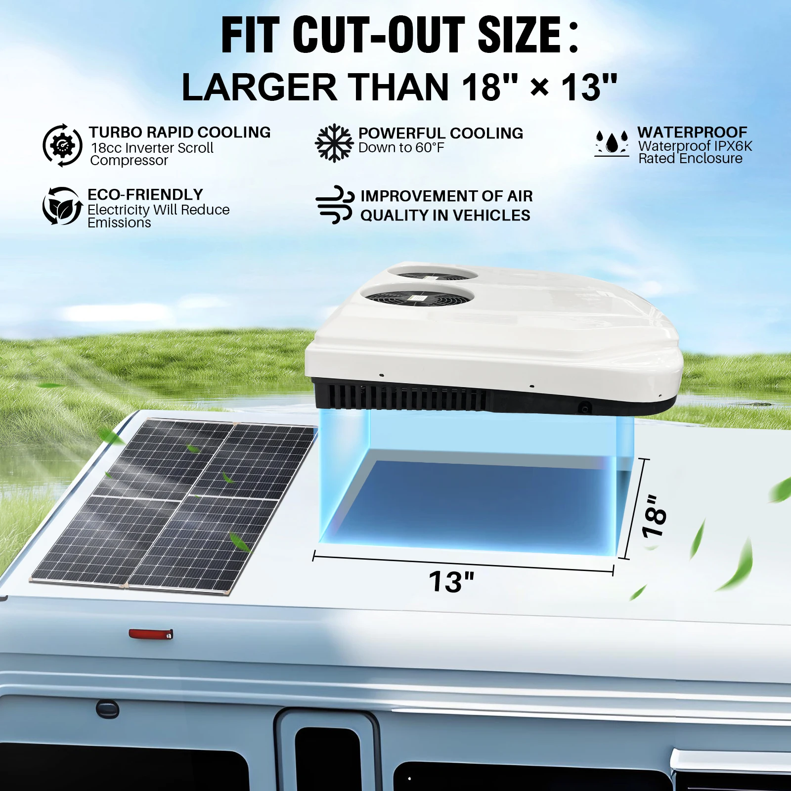 Treeligo 12 فولت 8500BTU مكيف هواء كهربائي رائع RV على السطح مواقف السيارات التيار المتناوب لشاحنة متنقل حافلة قارب شاحنة تخييم طاقة جديدة #5