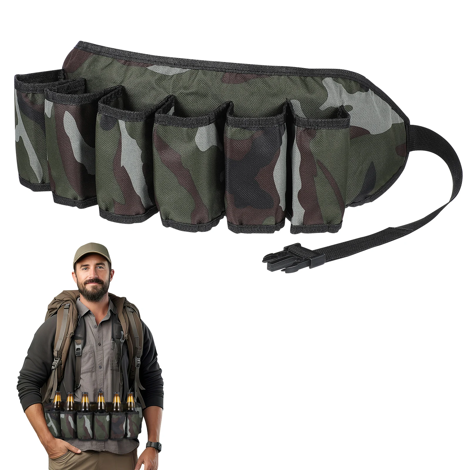 

Camouflage Mountaineering Beer Belt Waist Holder Bag Man Drinking Accessories While