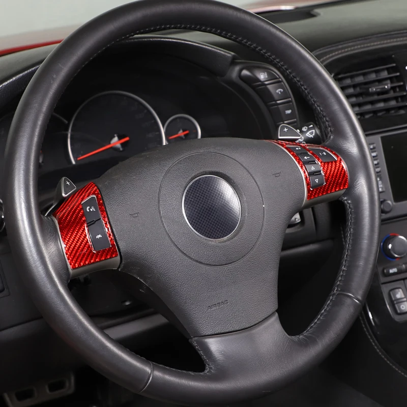For Chevrolet Corvette C6 2005-2013 Soft Carbon Fiber Car Steering Wheel Button Cover Trim Sticker Interior Auto Accessories