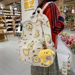 Sanrioed Pom Pom Purin Anime śliczny plecak tornistry Student Cartoon Travel torba na ramię o dużej pojemności prezent dla przyjaciela