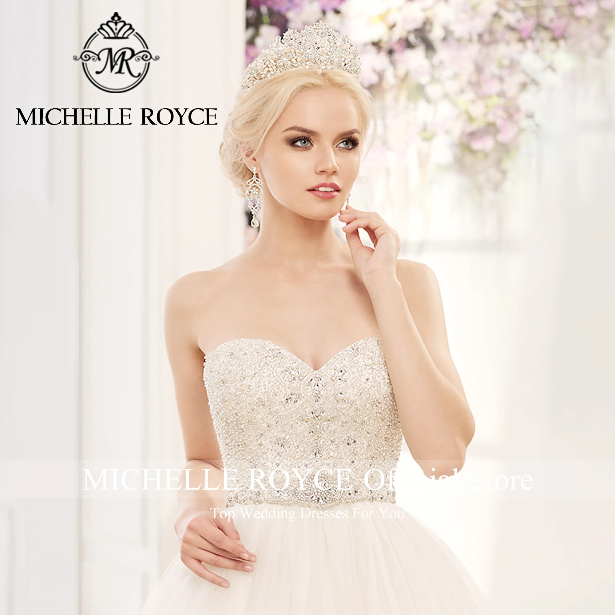 Michelle Royce-vestido De Novia De lujo para mujer, traje De boda con apliques De cuentas, escote Corazón, 2023