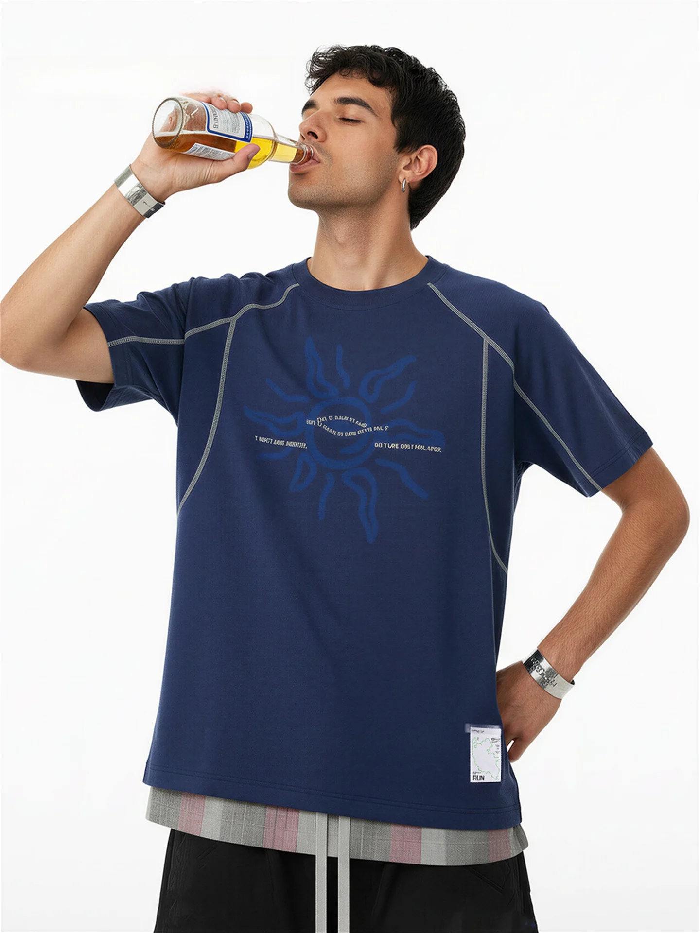 

VINTI ANS Totem Color Blo Print ort Sve Spor T-irt Loose Fit Summer New Trend Brand Casual round Ne Tee