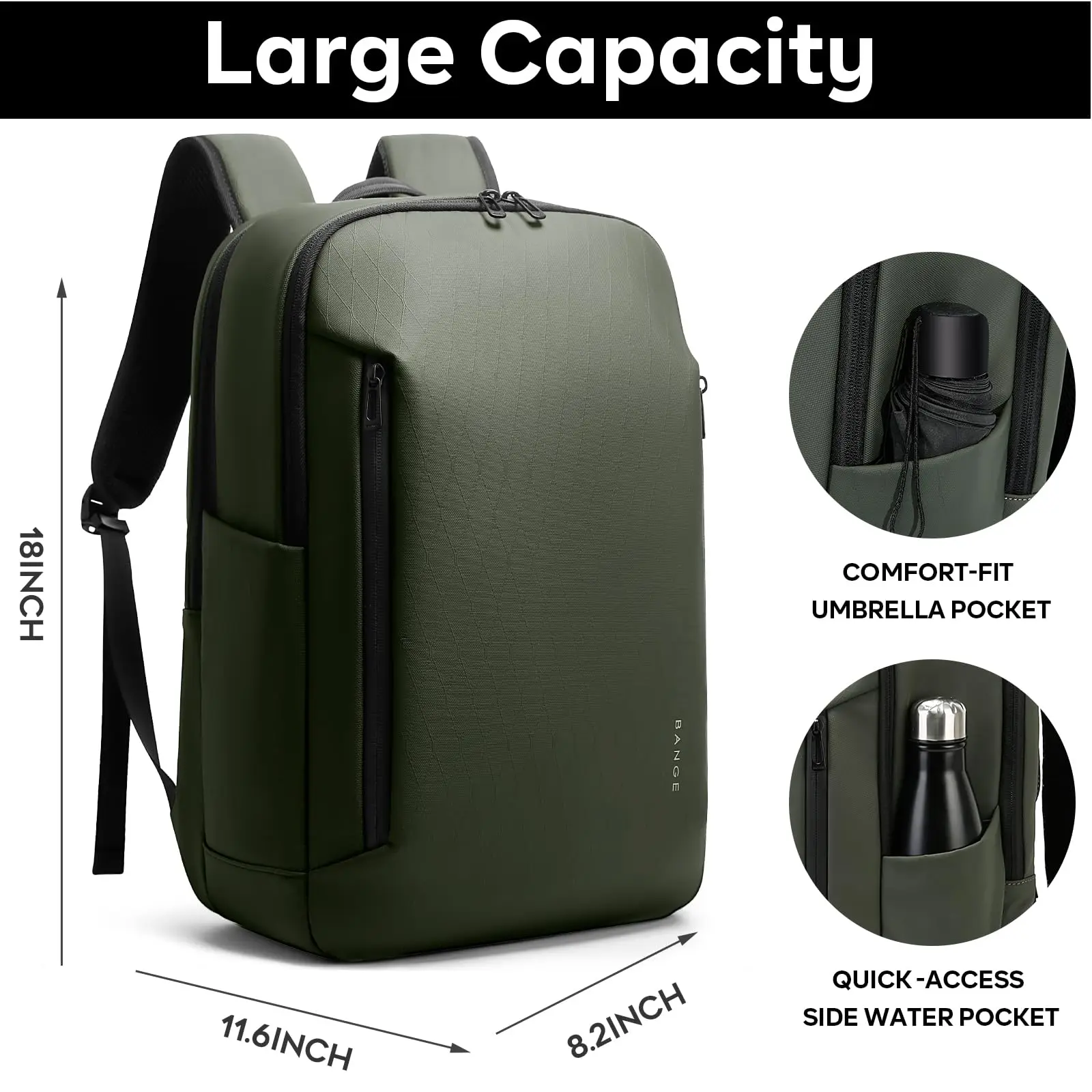 BANGE Carry On Lightweight Men's 15.6 inch Laptop Backpacks for Short Travel Business Trip Backpack Schoolbag with Side Pockets