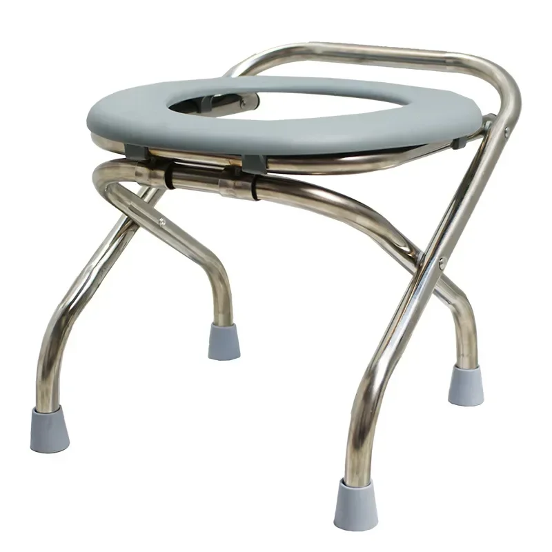 Chaise de toilette pliable portable en acier inoxydable, tabouret domestique, chaises de pot, alter, simple