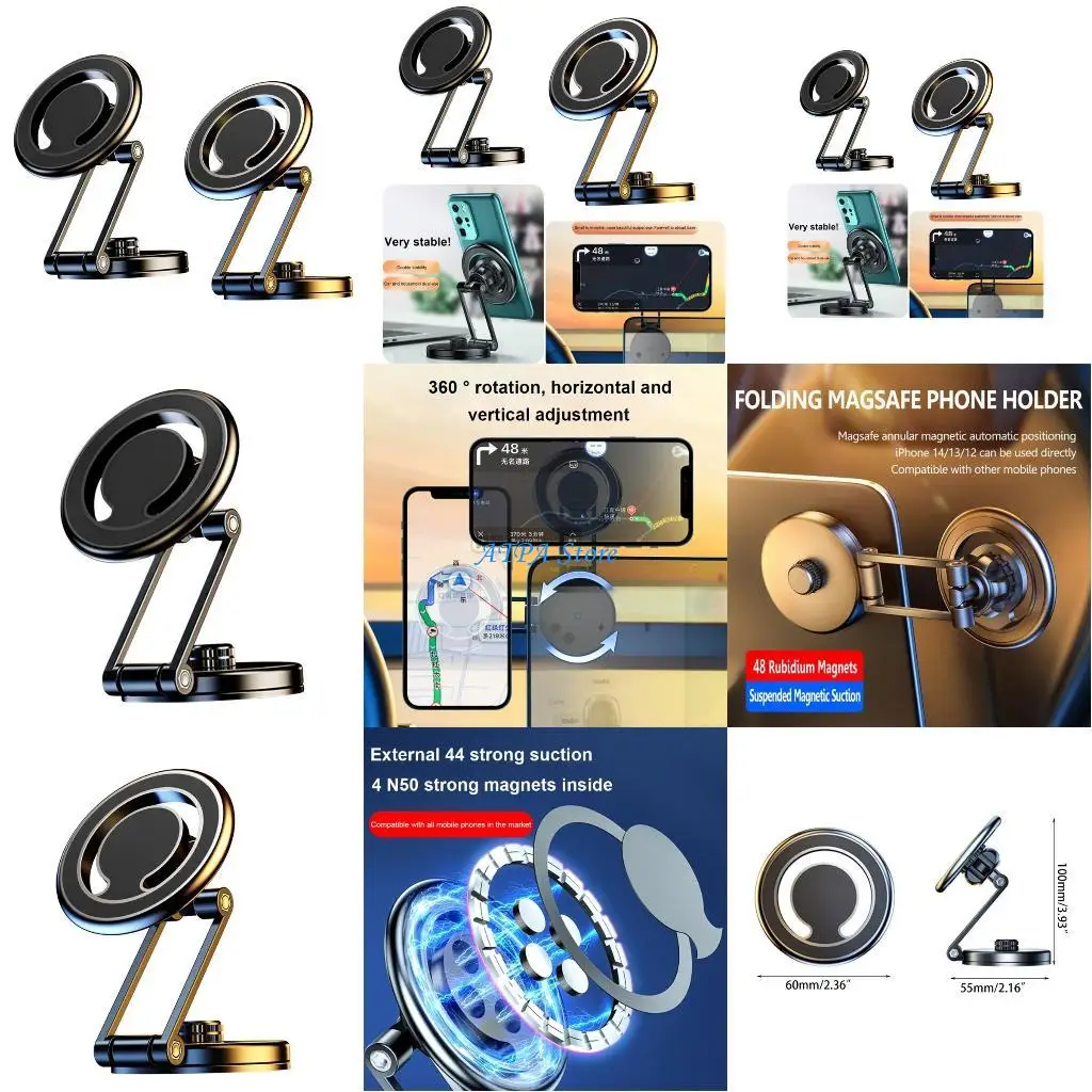 

U13C Магнитный держатель Поворотная на 360° подставка для мобильного телефона 4,7–7,2 дюйма с креплением на приборную панель