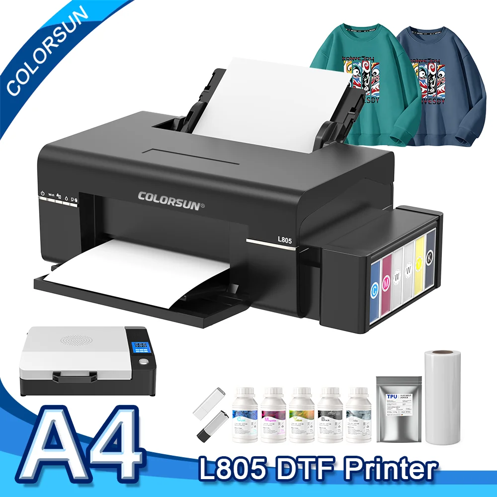 

Colorsun A4 DTF Printer L805 Impressora DTF T-Shirt Printing Machine A3 Direct to Film Transfer Printers For T-shirt Hoodies Bag