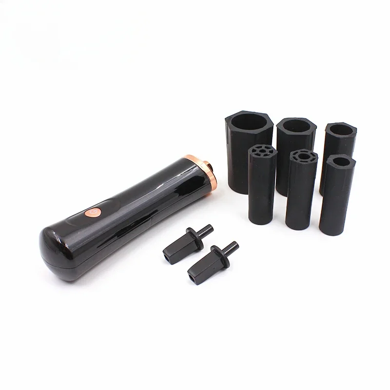 เครื่องเขย่ากาวติดขนตาไฟฟ้าสำหรับยาทาเล็บ หมึกสัก สีผสมของเหลว พร้อมหัวต่อ 2 ชิ้น และฝาครอบกาว 6 ชิ้น