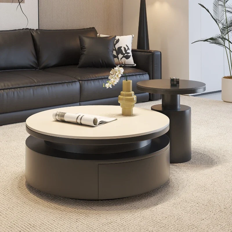 

Creative minimalist rock slab round coffee table combination small apartment living room simple household tea table