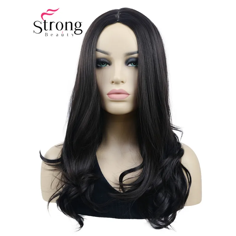 

StrongBeauty Длинный многослойный волнистый темно-коричневый синтетический парик Женские парики