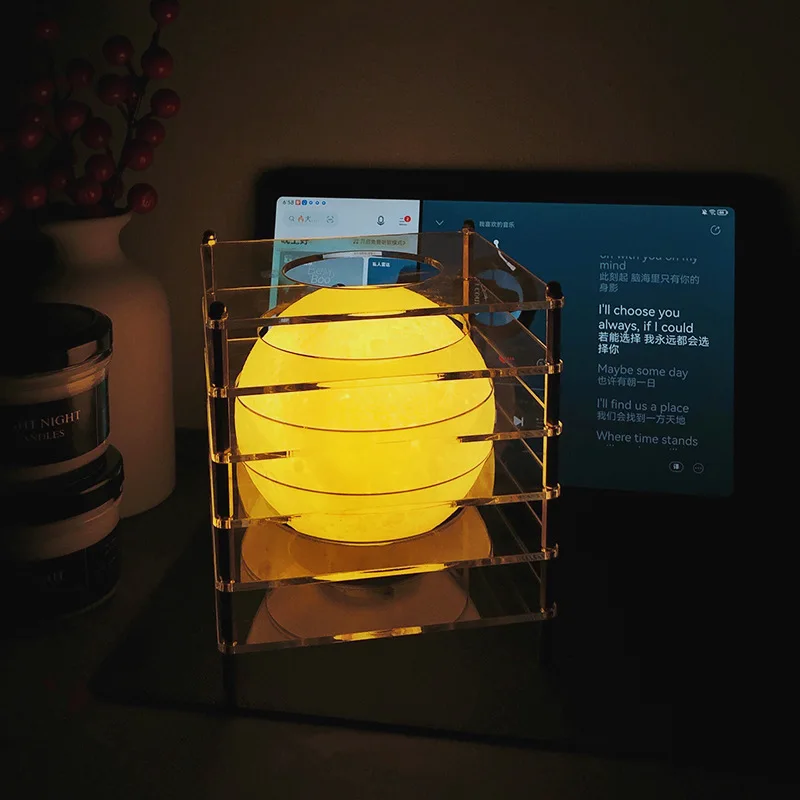 Acrylic Wrought Iron Bedside Table Lamps Rechargeable Night Light