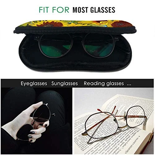 Sunflower Sunglasses Soft Case Glasses Case For Women Men Ultra Light Neoprene Zipper Eyeglass Case