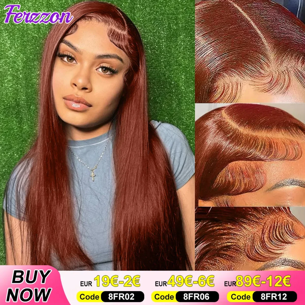 Reddish Brown 13x4 Lace Frontal Wigs Human Hair 30 Inch Straight Human Hair 180 Density Body Wave Lace Front Wig Human Hair Pre Plucked with Hair