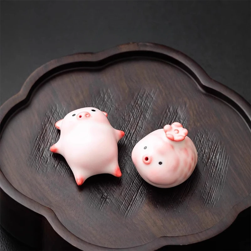 Cherry Pink Bubble Fish Ceramic Tea Pet Luxury Fish Tank Landscaping Tea Figurine Play Toys Tea Statue Ornaments Workmanship ﻿