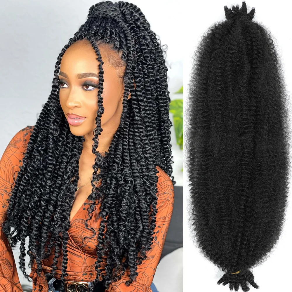 Springy Marley Twist Braiding Hair 24″18″12″Springy Afro Twists Hair for Damaged Soft Locs Synthetic Hair for Cuban Kinky Hair