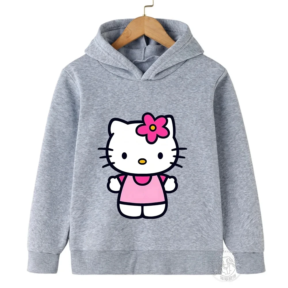 Hello Kitty Children\'s Sweatshirt, casual sweater for boys and girls, Kawaii Street Fashion Coat, ages 3-14