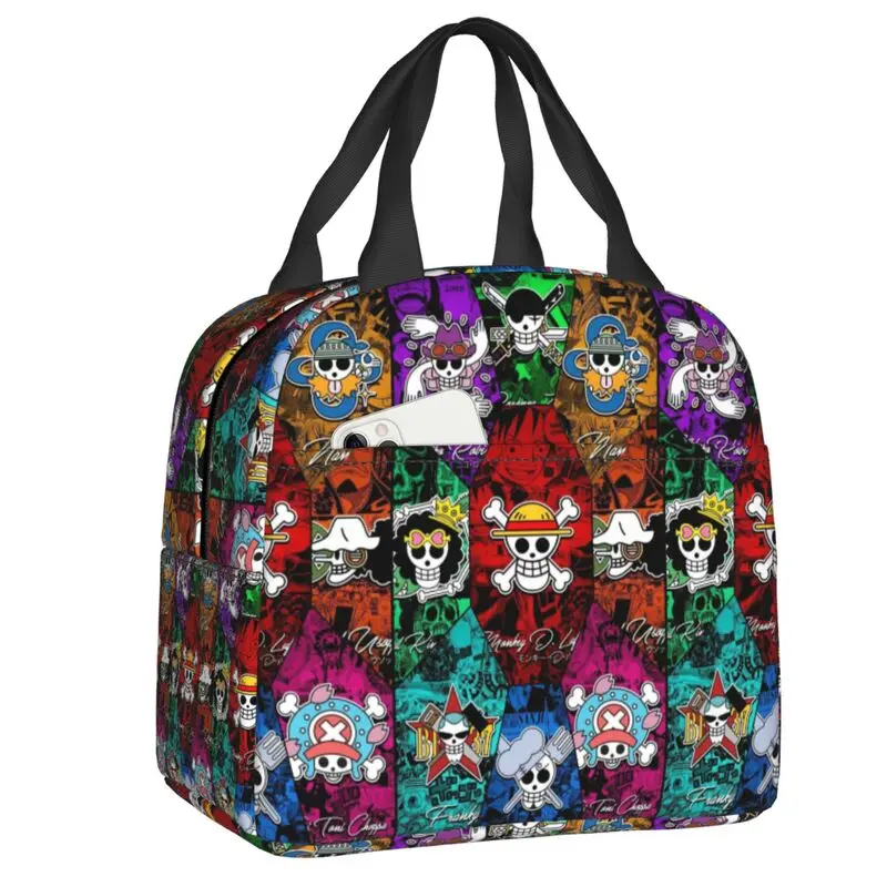 

Custom Anime One P-Pieces Insulated Lunch Bag for Camping Travel Waterproof Thermal Cooler Bento Box Women Children