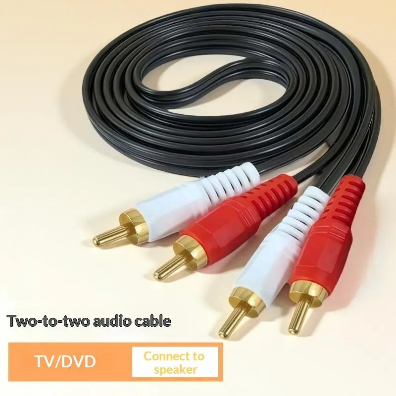 1Pcs  Audio Splitter Cable 2 Male To 2  Male Audio Video Cable For DVD Sound TV Box Louder 1.5 Meters