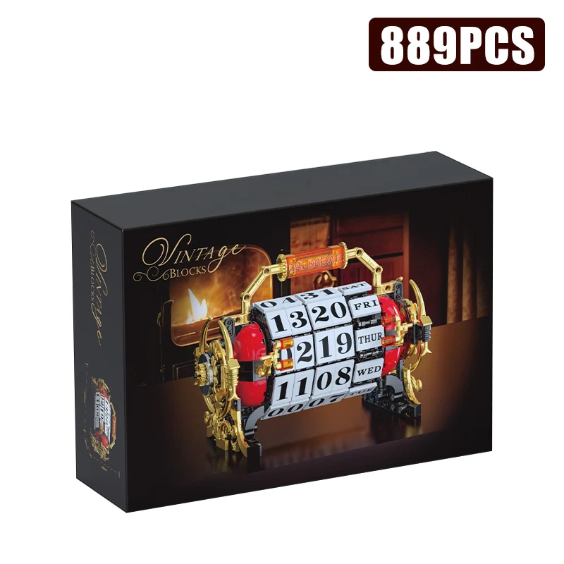 MOC 889 Stuks Retro Mechanische Roterende Kalender Bouwstenen Vintage Kalender Datum Bricks Decoratie Speelgoed Voor Kinderen Volwassen Geschenken