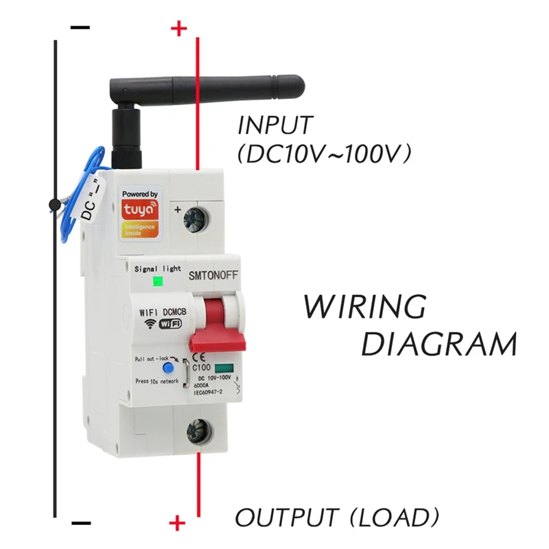 การจัดส่ง 24 ชั่วโมง Tuya Smart Life Wifi DC Smart Circuit Breaker 12V 24V 48V Overload ป้องกันการลัดวงจรสําหรับ Alexa Google Ho