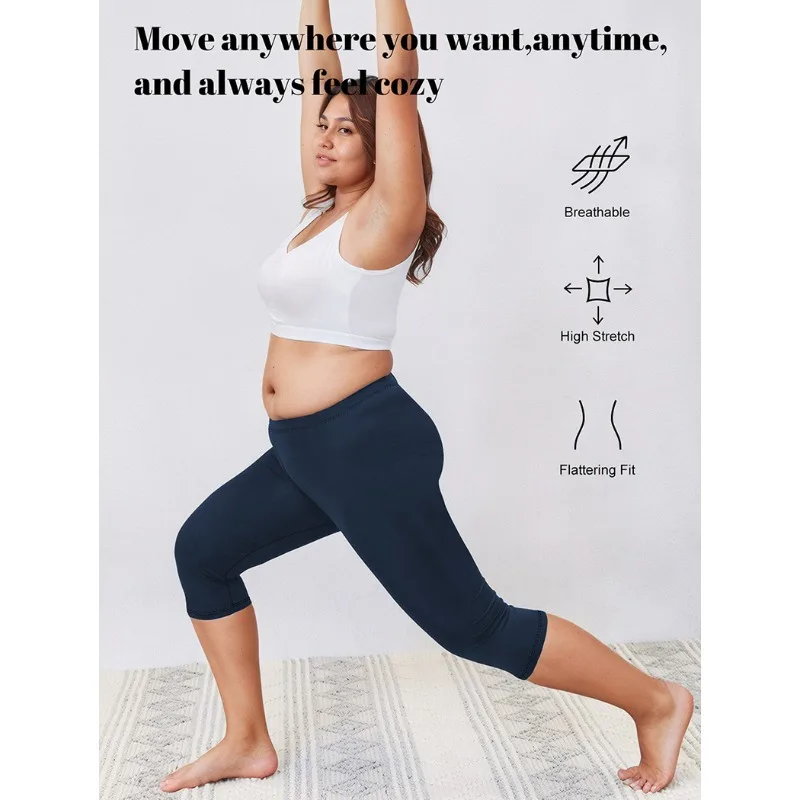 المرأة حجم كبير صالح قصيرة اللياقة البدنية سبع نقاط السراويل عالية الخصر موضة الصلبة 200lbs السراويل الرياضية الصالة الرياضية في الهواء الطلق اليوغا السراويل غير رسمية