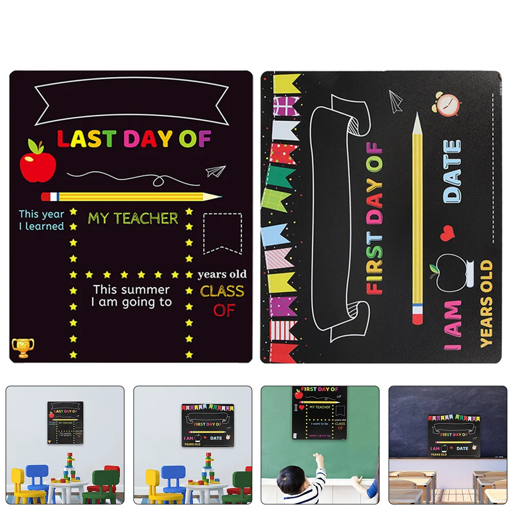 

2Pcs Supply Plastic Chalk Board Customizable Erasable Back-to-School Season Sign Large Size Display School Sign