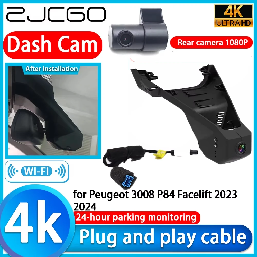 

for Peugeot 3008 P84 Facelift 2023 2024 Wifi 4K DVR Dash Cam Camera Sony Lens Video Recorder Night Vision 24h Parking Monitor