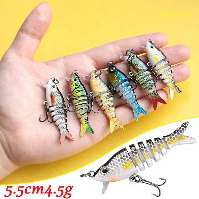 Mini esca multi-sezione 5,5 cm 4,5 g Micro piastra linguetta a 6 sezioni Esche da pesca biomimetiche Spigola Esca dura Esche di simulazione 3D