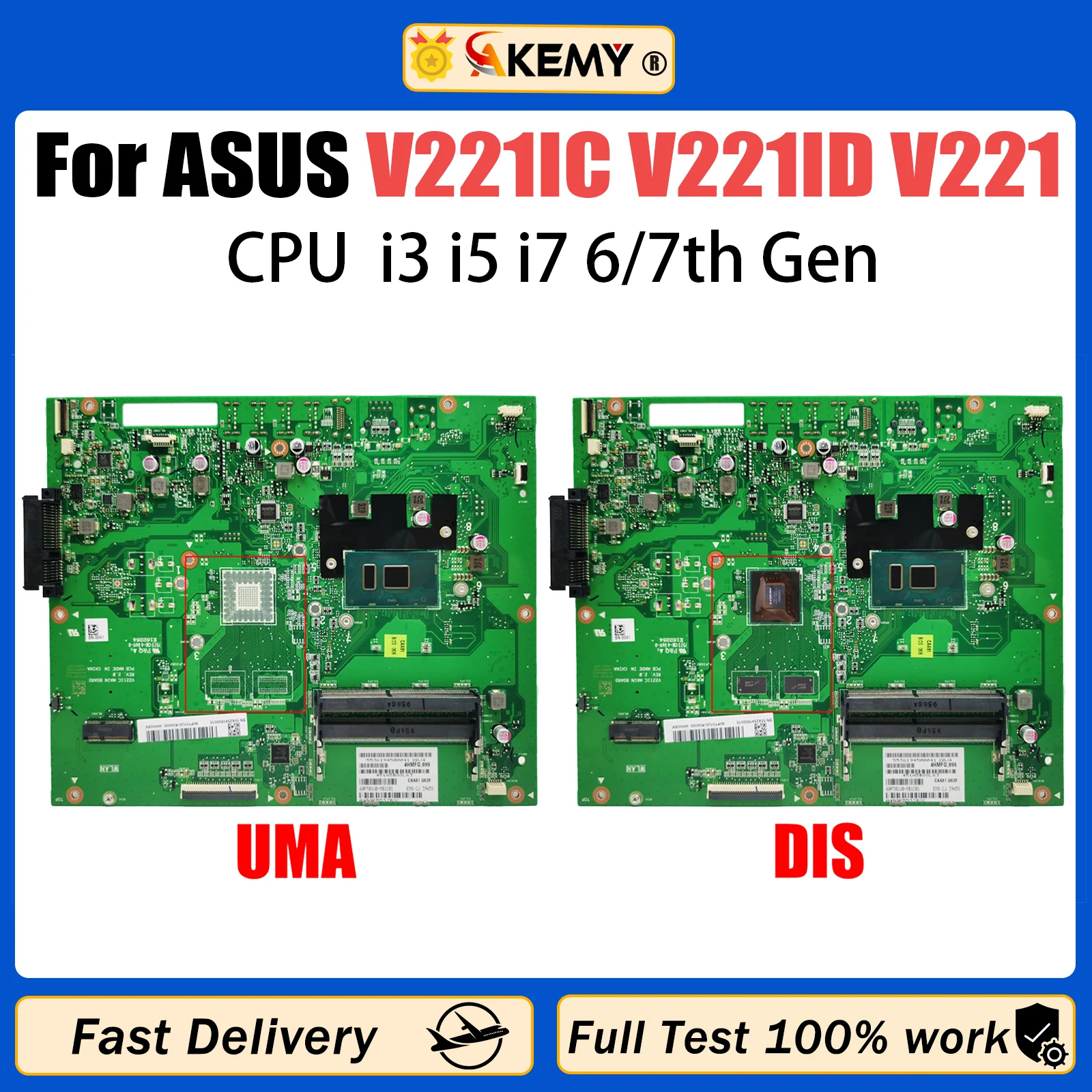 Laptop Motherboard akzy V221IC UNTUK ASUS Vivo AiO V221ID V221 V221ICUK dengan CPU i3 i5 ke-6/ke-7 Gen 930MX