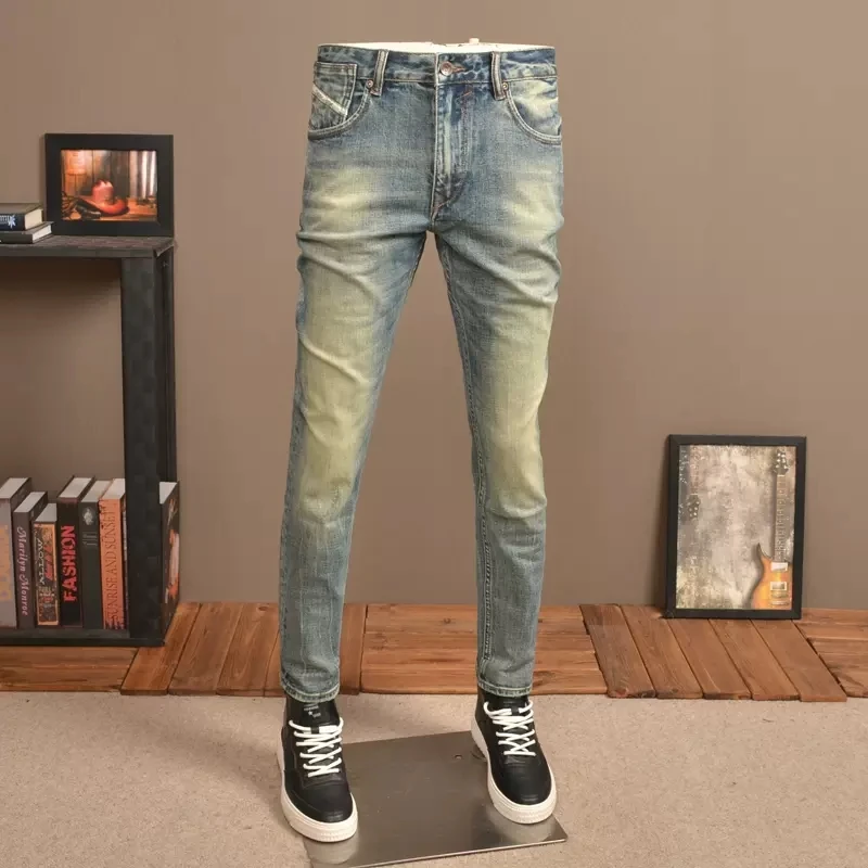Newly Fashion Vintage Men Jeans High Quality Stretch Slim Fit Ripped Jeans Men Trousers Retro Designer Casual Denim Pants Hombre
