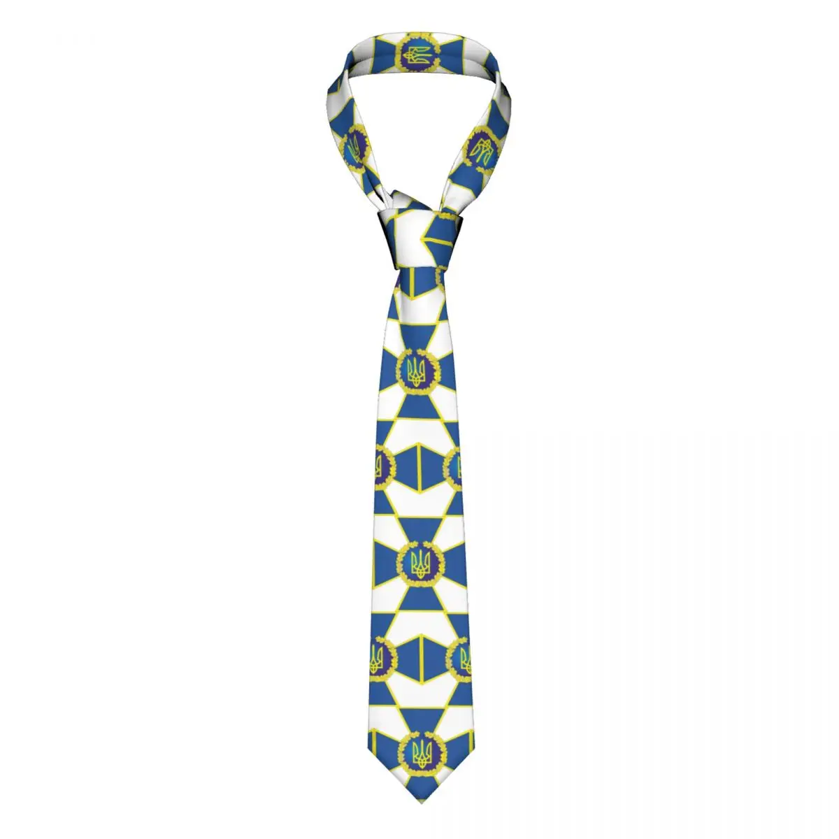 Security Service Of Ukraine Logo Neckties Men Customized Silk Ukrainian Trident Cross Neck Ties for Office