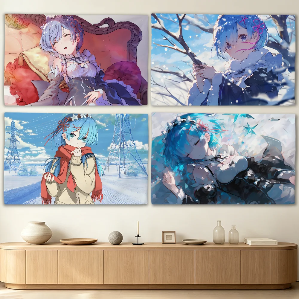 Anime R-Re Zero Rem flag Advertising Banner for Camping Decoration Outdoor & Garage Wall Hanging Decorations