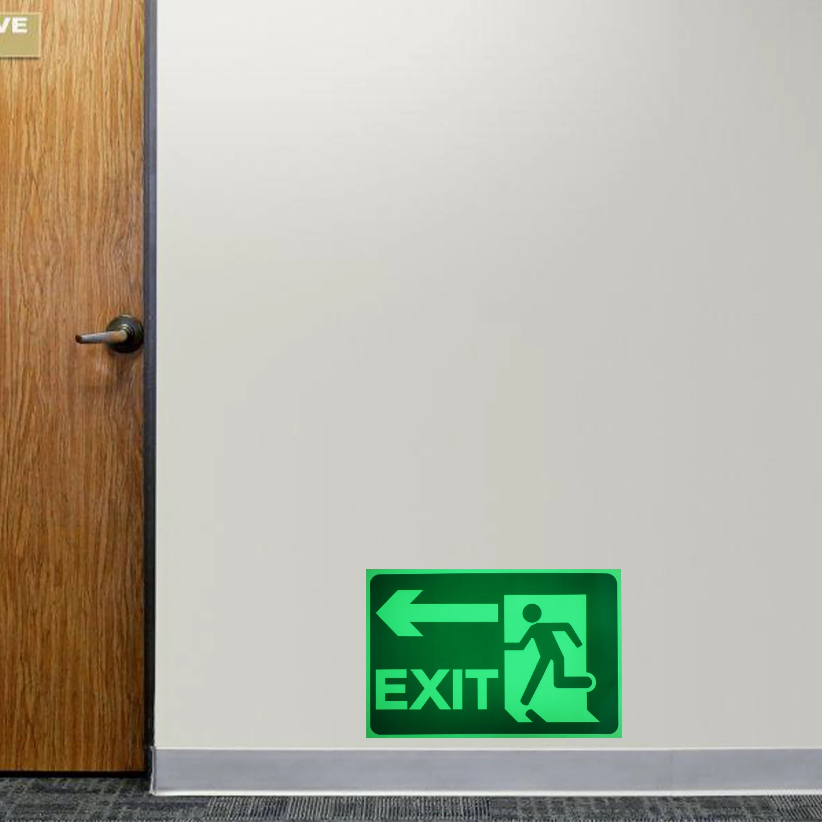 

Luminous Exit Sign Sticker Glow In Dark Safety Security Indicator Self-Adhesive Emergency Escape Decal For Mall Office