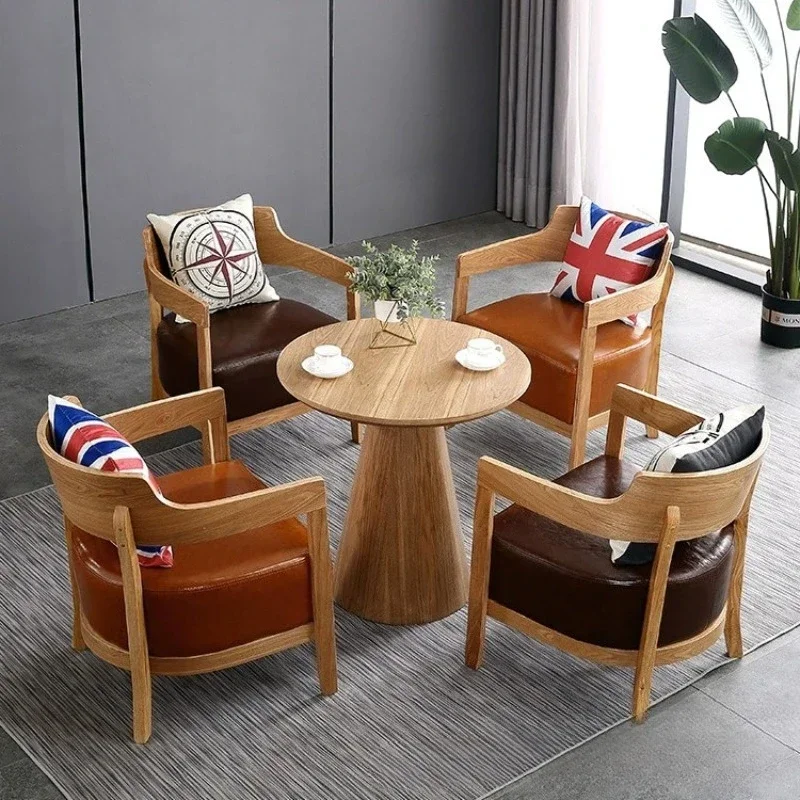 Solid wood small round table negotiation table coffee table simple leisure creative cafe sales office hotel storefront
