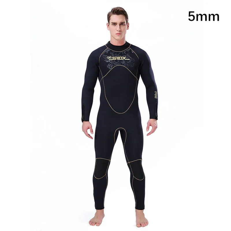 Men\'s Thickened and Thermal Diving Suit 5mm Wetsuit Keep Warm for Snorkeling Surf Swimming Winter One-Piece Neoprene Swimwear