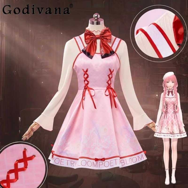 

Game Anime Cosplay Costume Sweet Dress Women Infinity Pink Lolita Uniform Dress Outfit Halloween Party Dress Set for Girls