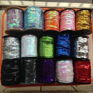 100 yard Longgar Diameter Bulat Datar Payet 6mm Paillettes Menjahit Trim untuk Kerajinan Kain Aksesori Perhiasan Dekoratif 8 payet massal penjualan terbaik - №