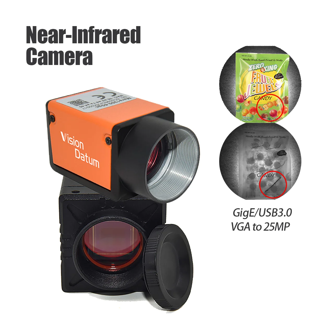 Cámara Nir infrarroja espectral GigE Vision 300-1100nm de buena calidad 1,3 MP-25MP para detección de semiconductores