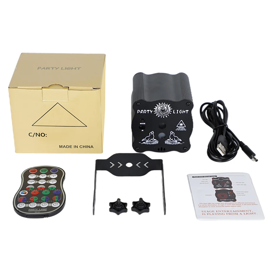 Drop shipping Mini LED Stage Lights Sound Activated DJ Laser Light With Remote Control USB Rechargeable LED Party Light For KTV