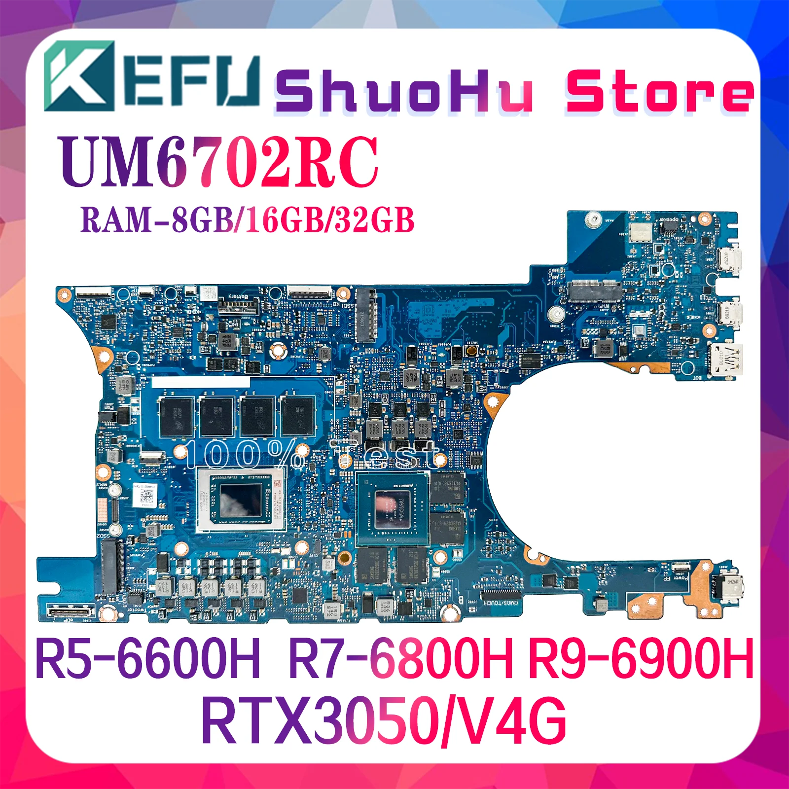 

KEFU UM6702 Mainboard For ASUS UM6702RC UM6702RA UM6702R Laptop Motherboard R5-6600H R7-6800H R9-6900H RAM-8GB/16GB/32GB