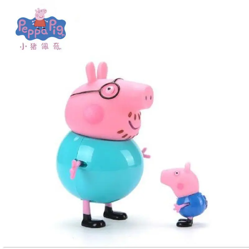 4Pcs/set Peppa Pig Pink Toy Action Figure George Family Toys Mom and Dad Anime Party Toys Children's Holiday Gift Birthday Gift