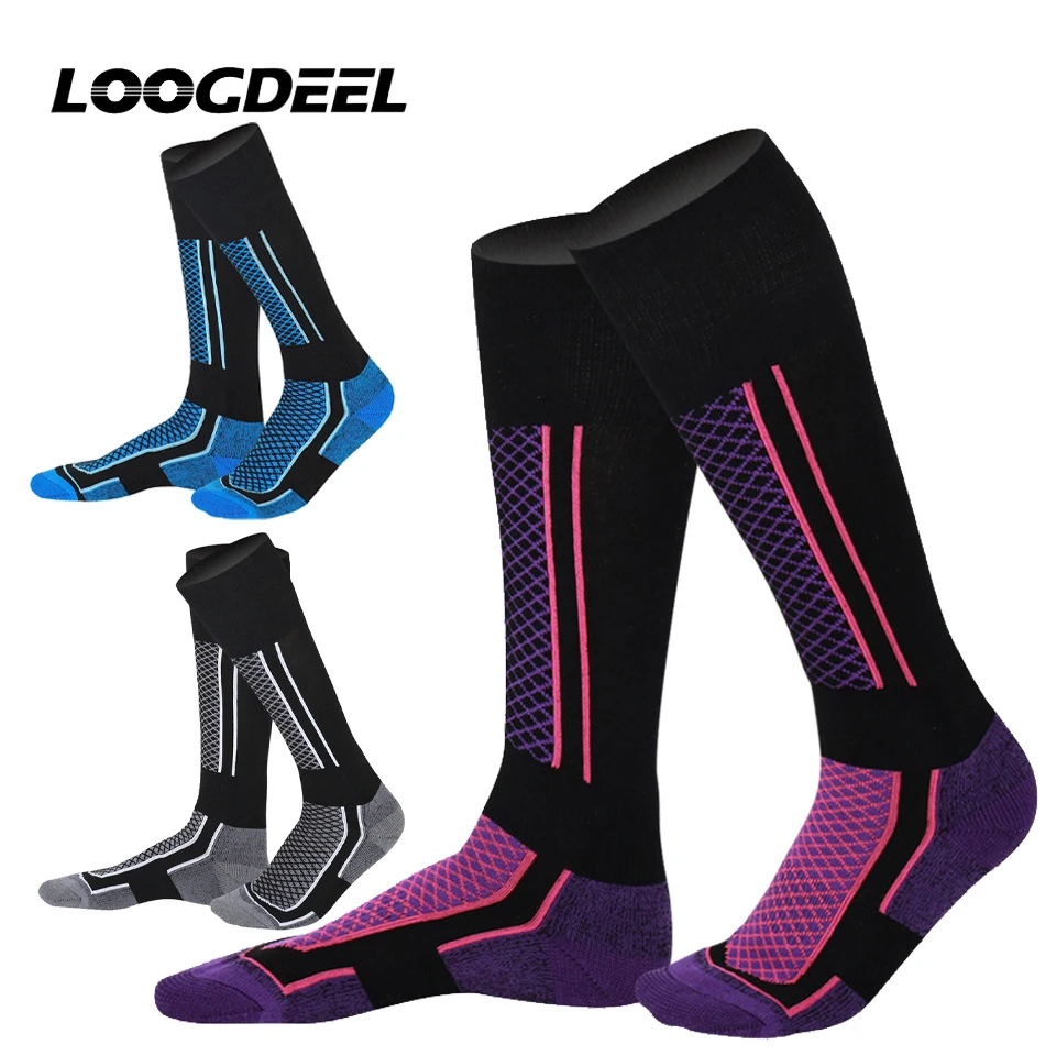 

Loogdeel 1 пара зимних носков для сноуборда и велоспорта, футбола, противохолодные спортивные носки на открытом воздухе, теплые утепленные хлопковые носки для женщин, мужчин и детей