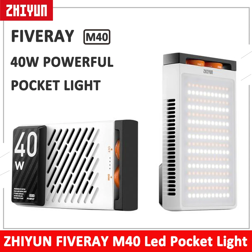 ZHIYUN FIVERAY M40 40W Mini LED Video Light Handheld Pocket Light Photo Video Lamp Tiktok/YouTube Fill Light Photography Lightin