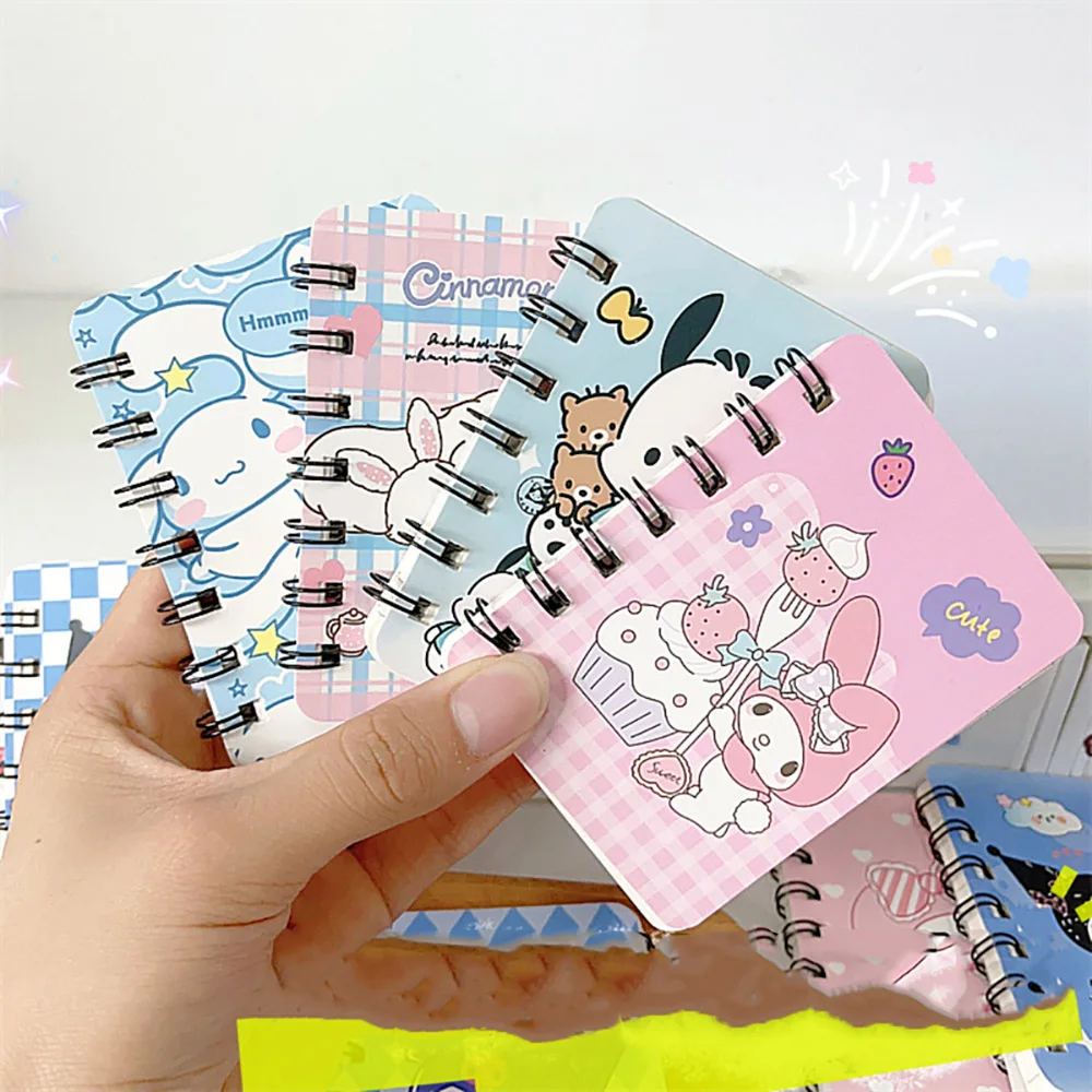 4pcs/Set Sanrio Kawaii Coil Notebooks Cute Cartoon Printing Pattern Student Stationery Notepad Portable Notebook Birthday Gifts